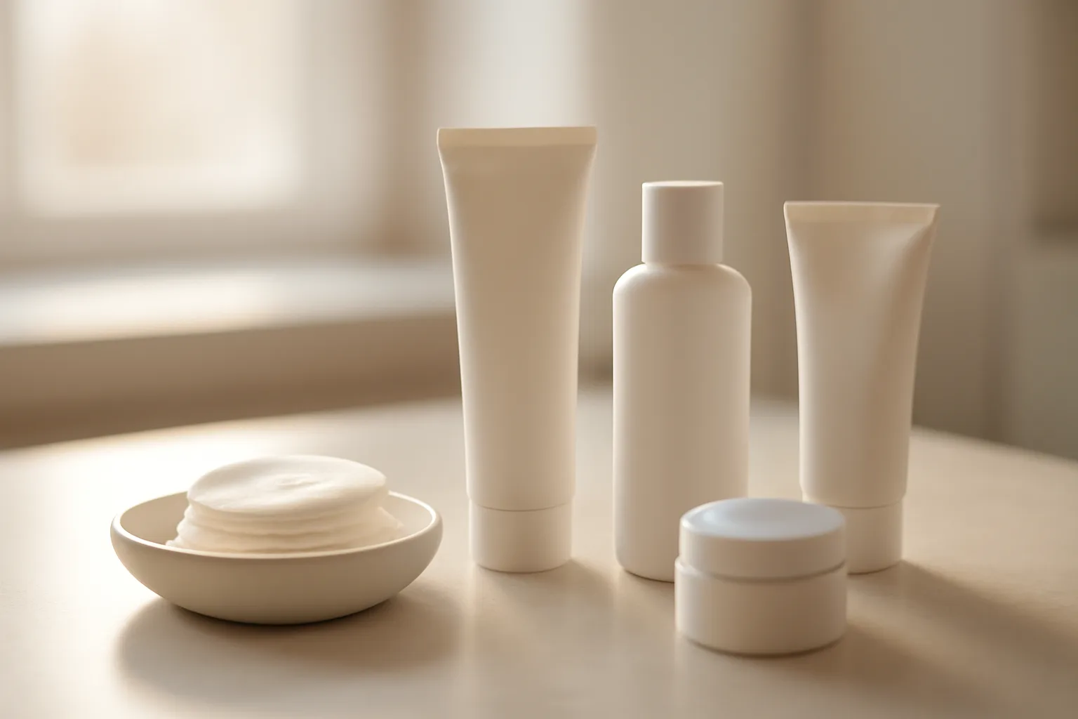 Unlabeled skincare tubes on a clinic counter representing azelaic acid alternatives